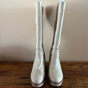 Elegant Cream Knee-High Boots by Soda